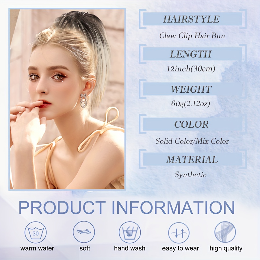 elegant claw in ponytail extension for women tousled updo style in   blonde highlights heat resistant synthetic hair   daily wear parties gifts ponytail hair extensions details 0