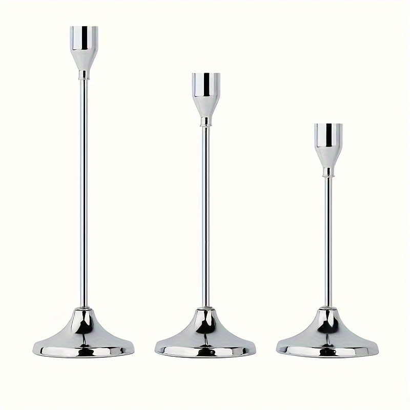 TEMU 3pcs Metal Candle Holders, Christmas Halloween Table Decor, Dinner Photo Props, Wedding Anniversary & Wedding Decor, Home & Hotel Decoration,
