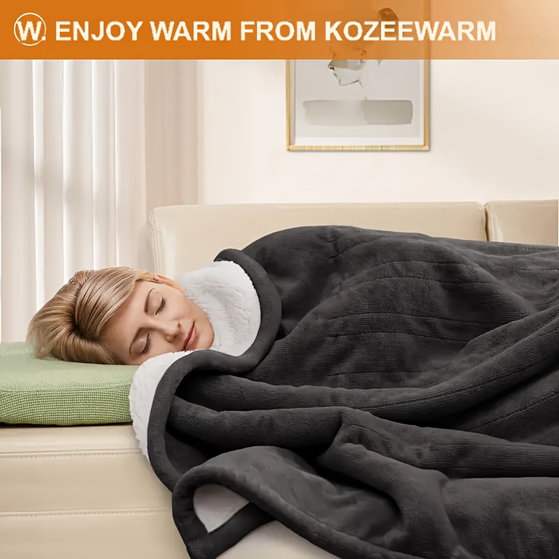 Couverture Électrique Queen, Couverture Chauffante Taille Reine avec 10 Niveaux de Chaleur et Réglage du Temps de Chauffe de 1 à 12 Heures, Flanelle vers Sherpa Inversible, Lavable en Machine