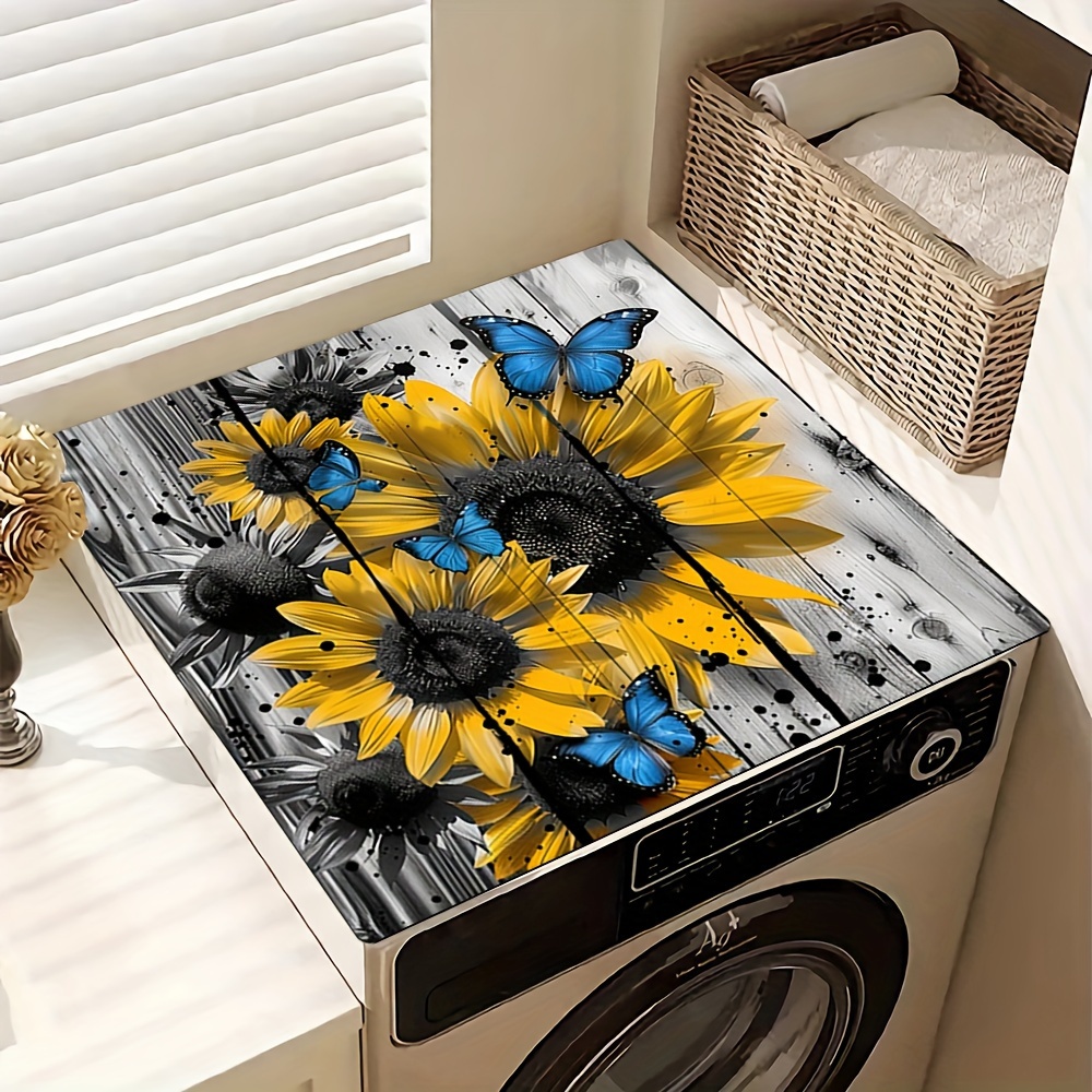 

1pc 20in×24in/24in×24in, Chrysanthemum Prints Pattern Washing Machine Dust Cover Mat, Washstand Drain Mat Washstand Cup Mat, Kitchen Accessories