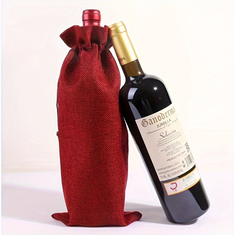 Shappy 10 bolsas de vino de lino de San Valentín, bolsas de envoltura de  regalo, bolsas de vino de tela de San Valentín con cordón, bolsas de vino