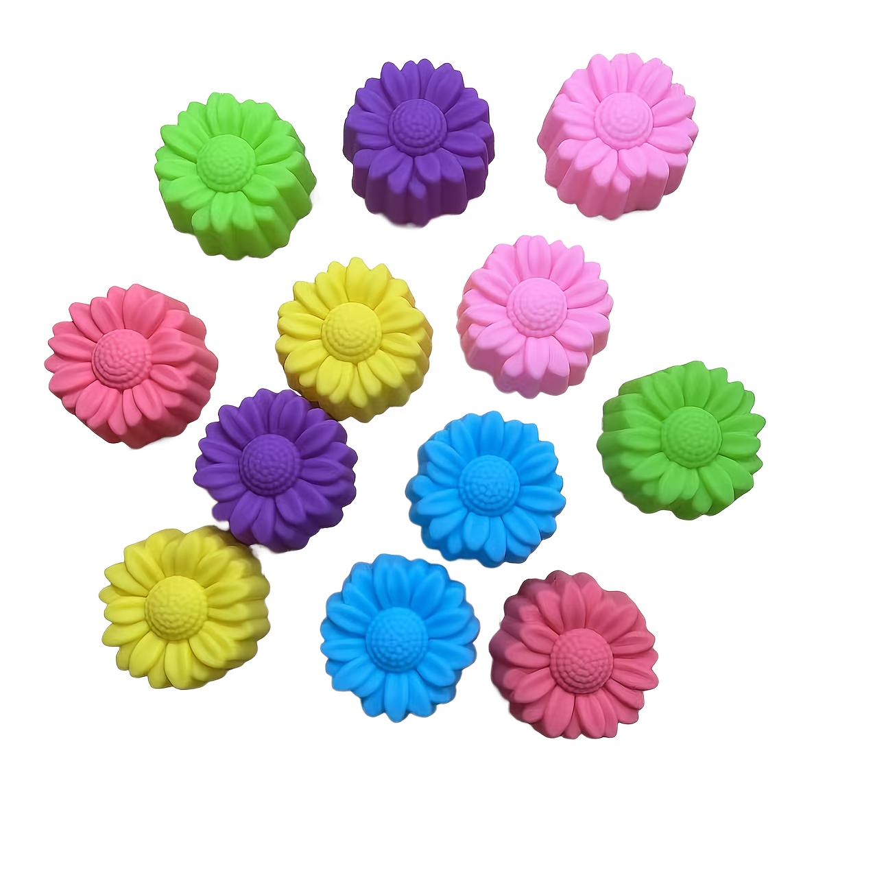 

12pcs Silicone Daisy Mold Set, 3d Flower Candle Aromatherapy Wax Molds, Plaster Clay Crafting Molds, Resin Casting Molds With Assorted Colors