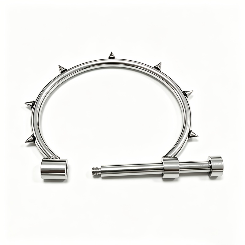 Women's Gothic Style D-Ring Rivet Bangle Bracelet, Stainless Steel