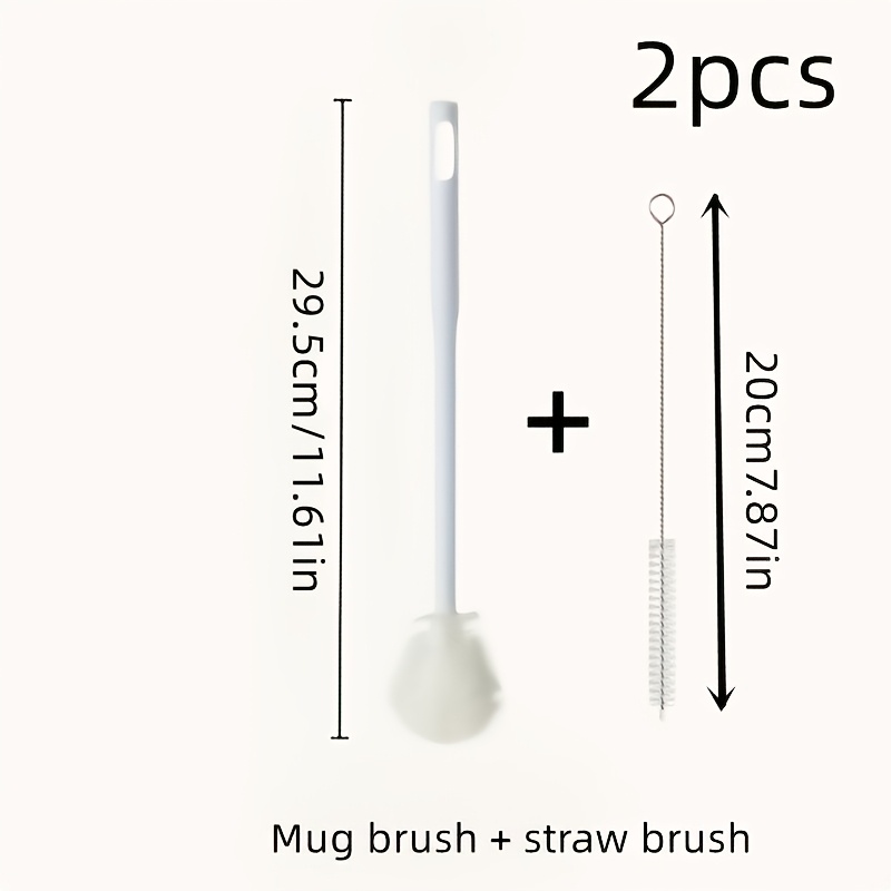 TEMU 2pcs (mug Brush And Straw Brush) Cleaning Set, With A Long Handle And A Foldable Head, Cleaning Bottles, Cups, Straws, Portable Travel Cups, And