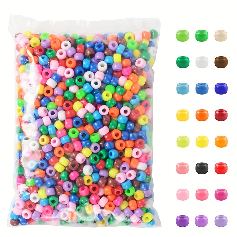 

1200pcs Perles Poney Multicolores 6x9mm, Perles Artisanales en Plastique, Couleur Unie, Perles à Bricoler Pour la Fabrication de Bijoux, Bracelets, Colliers, Porte-clés, Accessoires de Décoration