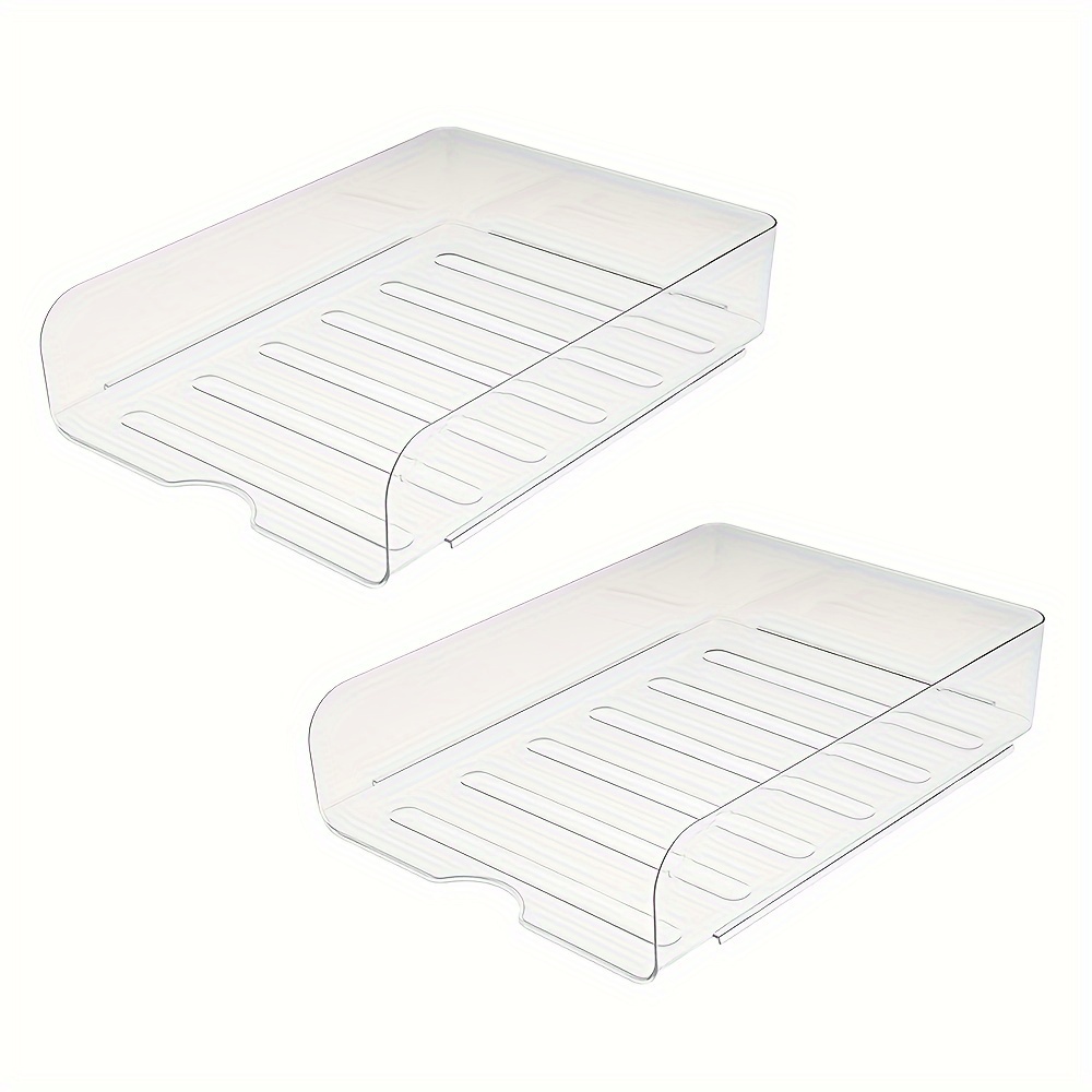 TEMU 2-pack Pet Letter Trays, A4 Document Organizer, Clear Desktop File Storage For Office, School, Home - Stackable Paper Sorter For Books, Magazines, Newspapers