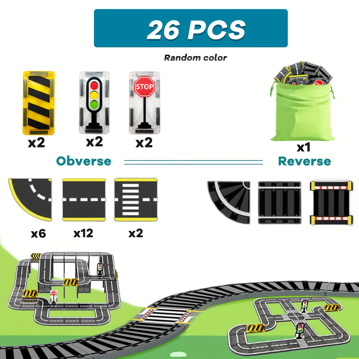 TEMU 16/26pcs Magnetic Tiles Road & Train Track Expansion Pack Magnetic Building Blocks Construction Toys Kids Toys 3-12 Boys Girls Building Toys