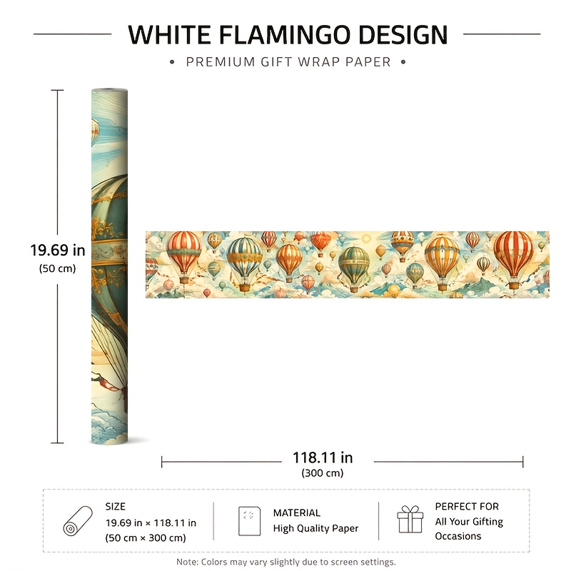 TEMU 1 Rouleau 50x300cm (19.7x118.1in) Papier Cadeau Papier Imprimé Floral de Haute Qualité. Motif, Parfait pour , Anniversaires & Fêtes, , Facile à