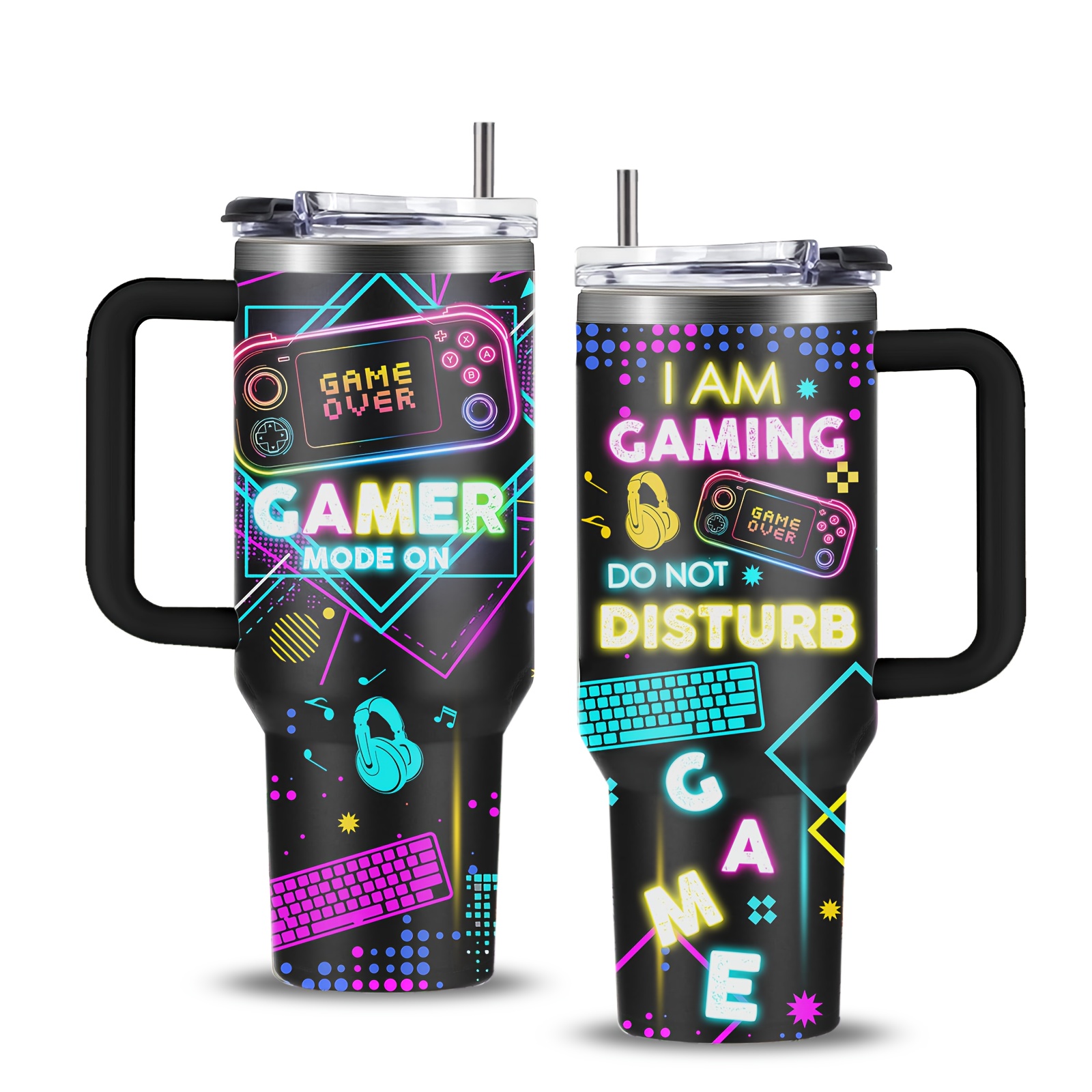 

1pc Gamer 40oz With Lid And Straw, 304 Stainless Steel Insulated Travel Mug, Bpa-free, Pvc-free, Bps-free, Portable For Men And Boys, Gaming Decor