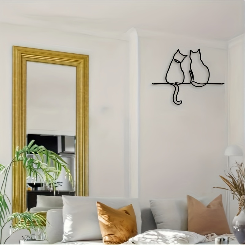 Image of 1pc Kitten Decorative Metal Wall Art, Cat Metal Wall Decoration, Cat Home Wall Art, Hanging Metal Dog, Art, Wall Hanging, Indoor Outdoor Hanging Decoration