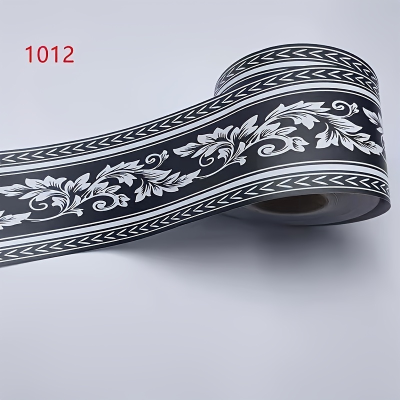 Image of Black Phoenix Tail Brocade Floral Self-adhesive Peel And Stick Wallpaper Border Black Vintage Design Suitable For Bedroom Living Room Kitchen Tile Sticker Decoration