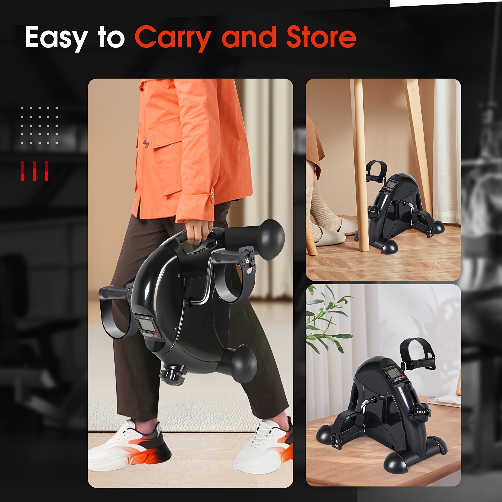 Under Desk Elliptical Electric Exercise Machine - Fully Assembled Seated Pedal Exerciser with Remote Control, 10 Adjustable Speeds, Non-Slip Pedals & Hydraulic Resistance - USB-Powered Compact Design for Seniors, Home Office Gym - Ideal Christmas/Thanksgiving Gifts for Men & Women, Senior Fitness Equipment, Sleek Modern Look, Sturdy Construction, Without Battery