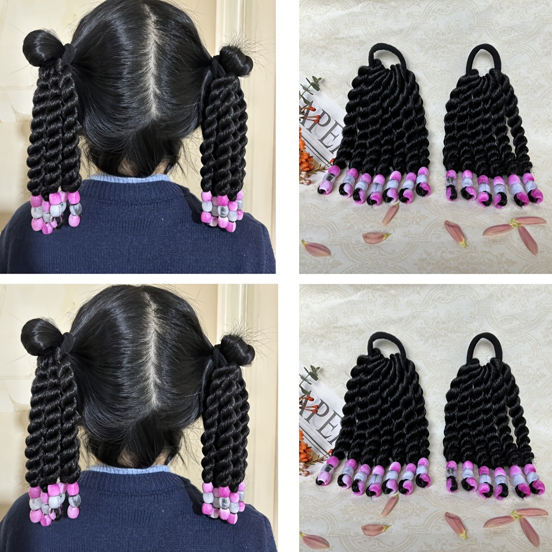 

2pcs Set, 6-inch Fluffy Short Ponytail Hair Extensions With Beads - Loose Curly Style, Heat-resistant Synthetic Fiber, Ideal For & Party Wear,, Hair Beads At , Hair Gifts