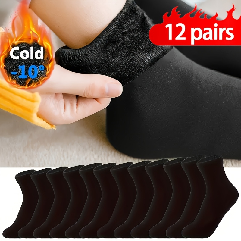 12 Pairs Winter Warm And Comfortable Sports Socks Unisex Elastic Ski Socks Plush Cold-proof Thickened Thermal Outdoor Snow Socks For Women And Men