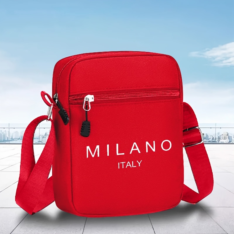 TEMU Borsa a Tracolla Stampa Italiana , Borsa a Tracolla , Borsa a Tracolla Casual Multifunzionale, Stile Sportivo e da Viaggio, Tessuto Oxford, per