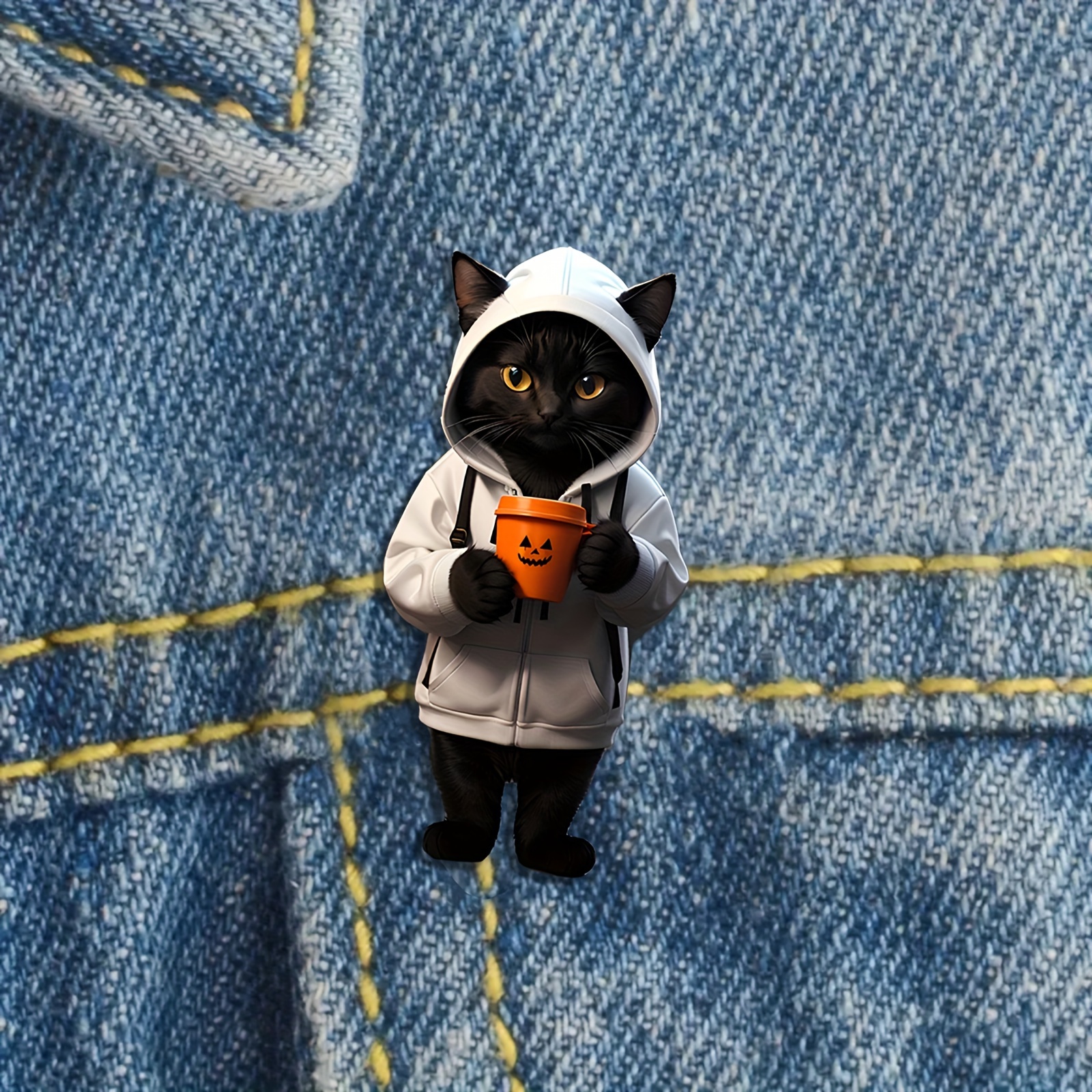 

Cute Black Cat In Hoodie Acrylic Brooch - Perfect Gift For Cat Lovers, Ideal For Birthdays Or