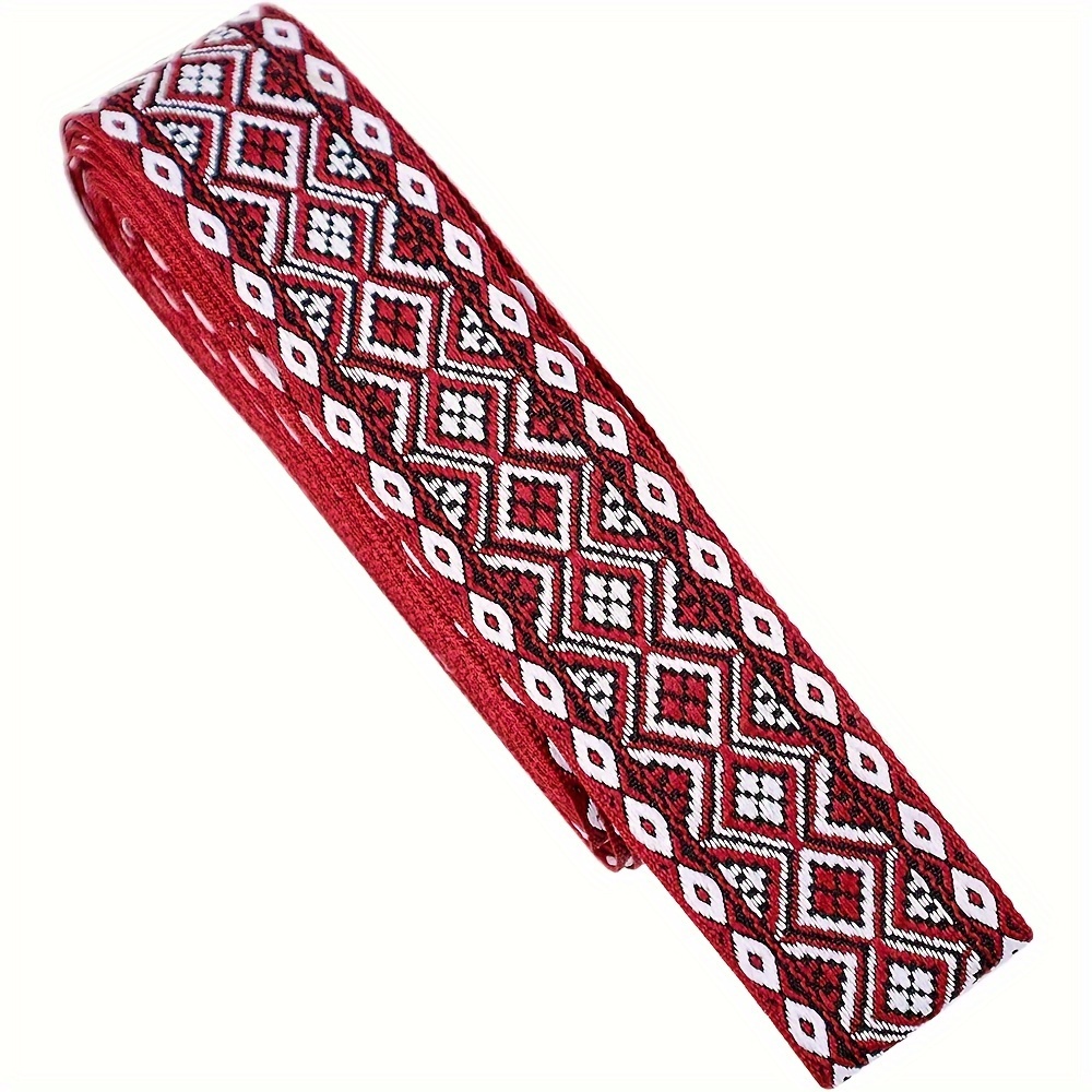 E-shop 2M Rotes Jacquard Geometrisches Muster Spitzenband Kleidung Dekoration Besatz
