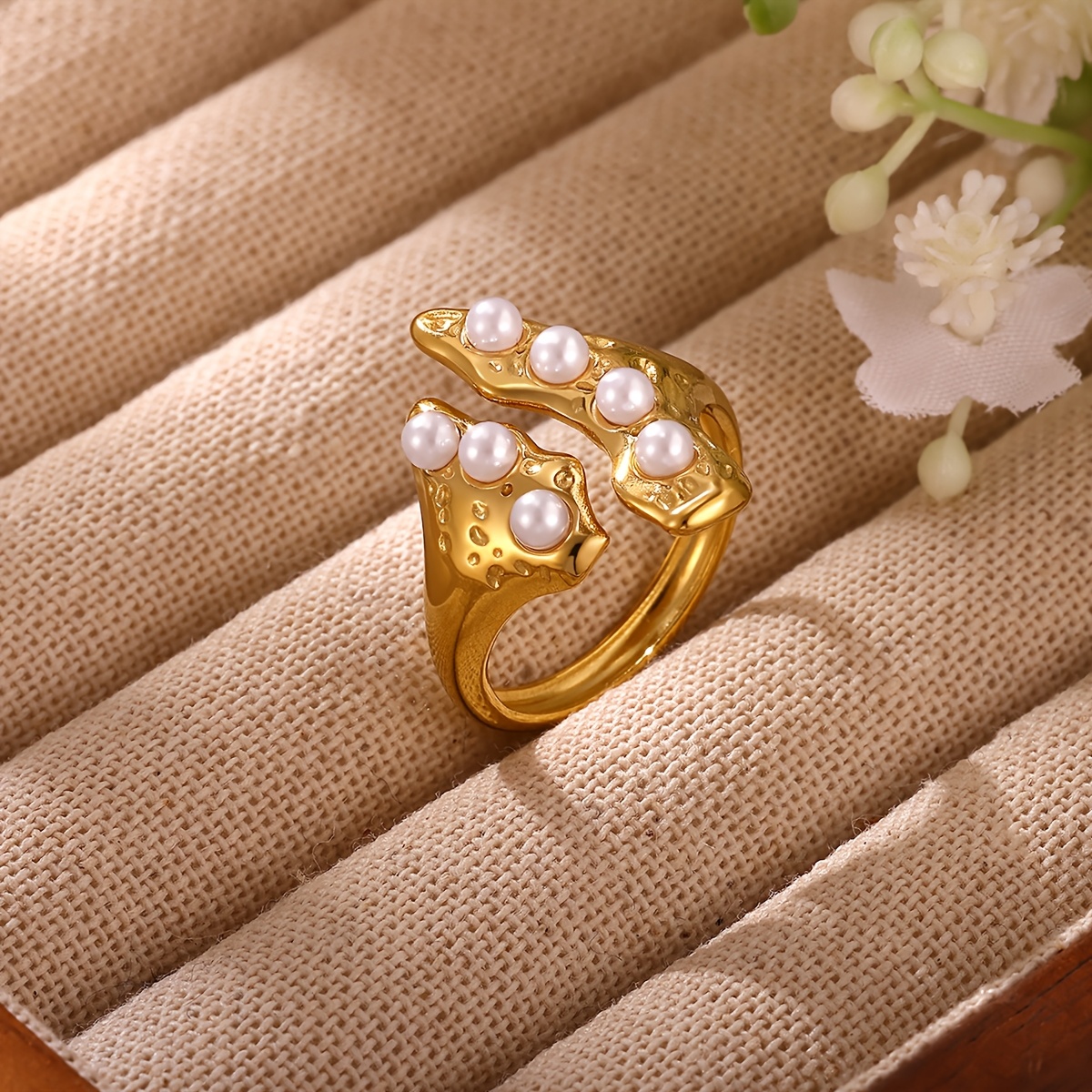 Women's Fishtail-Shaped Wide-Band Ring, 18K Gold-Plated