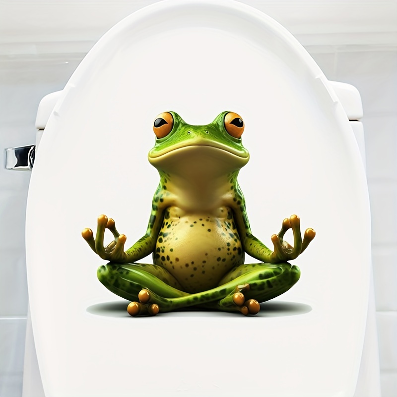 

Frog Toilet Lid Decal - Pvc Self-adhesive Bathroom Decoration Sticker, Easy Peel Waterproof, Ceramic Surface Compatible, Humorous Restroom Accessory