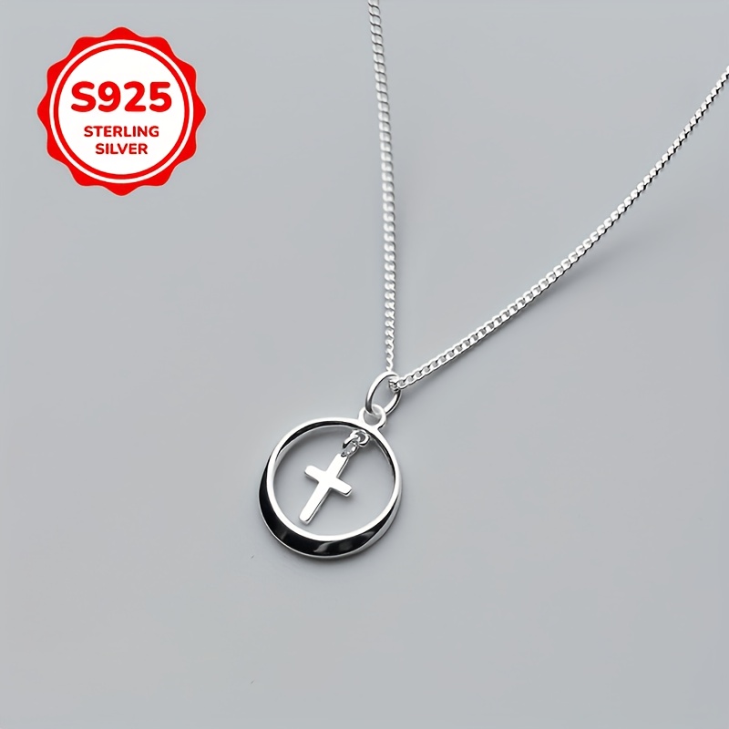 Women's 925 Silver Minimalist Round Pendant Choker Necklace