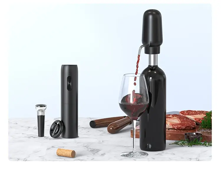 taivodb conjunto de abridor elétrico para vinho 4 com recarregável, arejador e despejo automático, corta-foil & tampão a vácuo - usb-c, , sem fio eletrônico com cabo de carregamento ideal para casa, restaurantes amantes do vinho 36 ergonômico durabilidade reutilizável perfeito como manual e acessórios detalhes 1