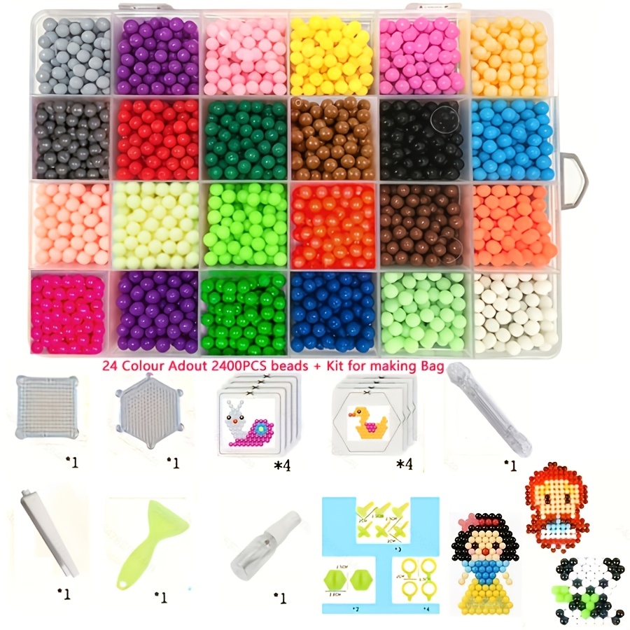 Image of 24 Colors 2400pcs Kit For Making Bags Puzzle Set Toys, Water Beads Puzzle Tabletop Games In Multiple Colors And Shapes, Building Blocks, Perfect For Birthdays, Christmas, Halloween, And New Year Gifts