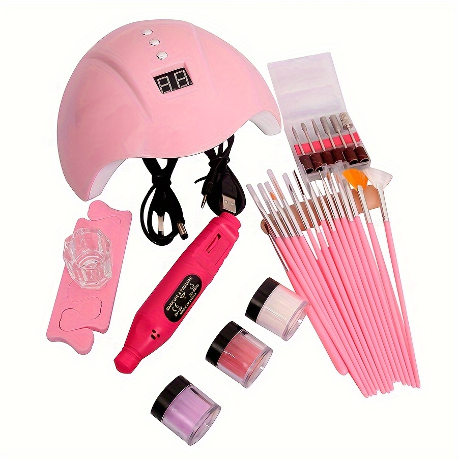 8 in 1 acrylic nail art kit complete set for beginners includes acrylic paint glitter file french tips u v light nail art decoration tools and nail drill kit details 0