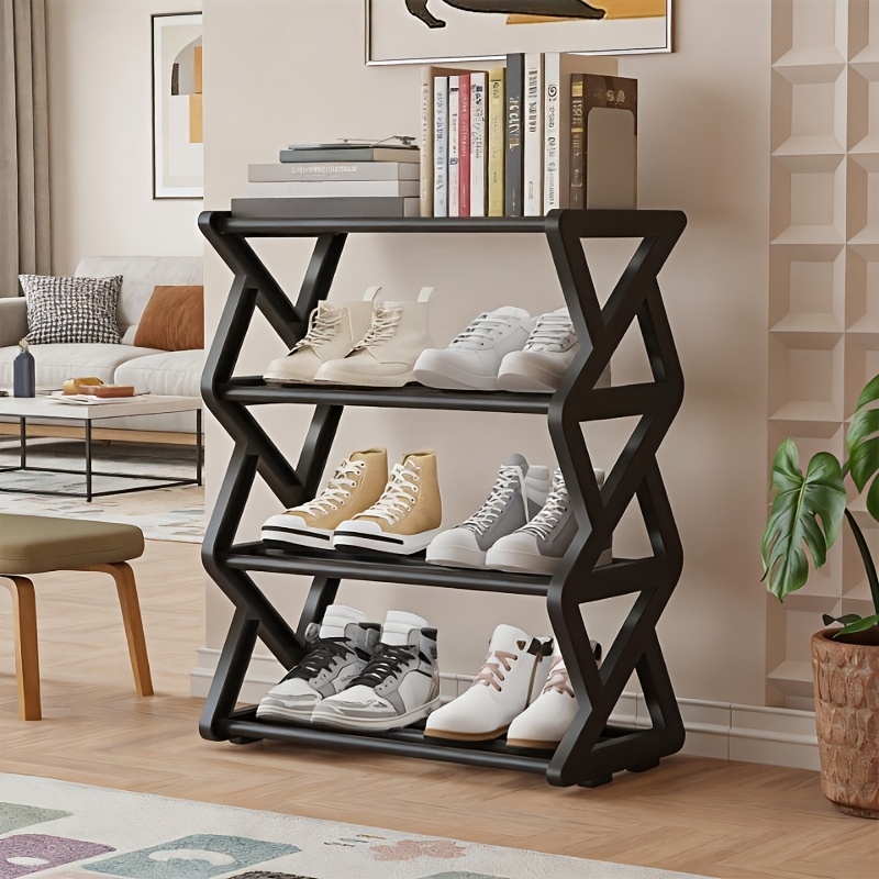 4-stöckiges Schuhregal mit E/F-Rahmen * für 8 Paar Schuhe, keine Montage erforderlich, platzsparende Eingangshalle * für Wohnheimkorridore, Zimmer, Wohnzimmer