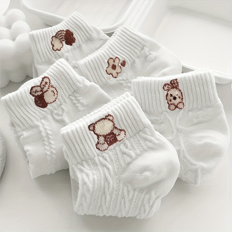5 Pairs Cartoon Pattern Socks, Cute Japanese Style Short Socks, Women's Stockings & Hosiery