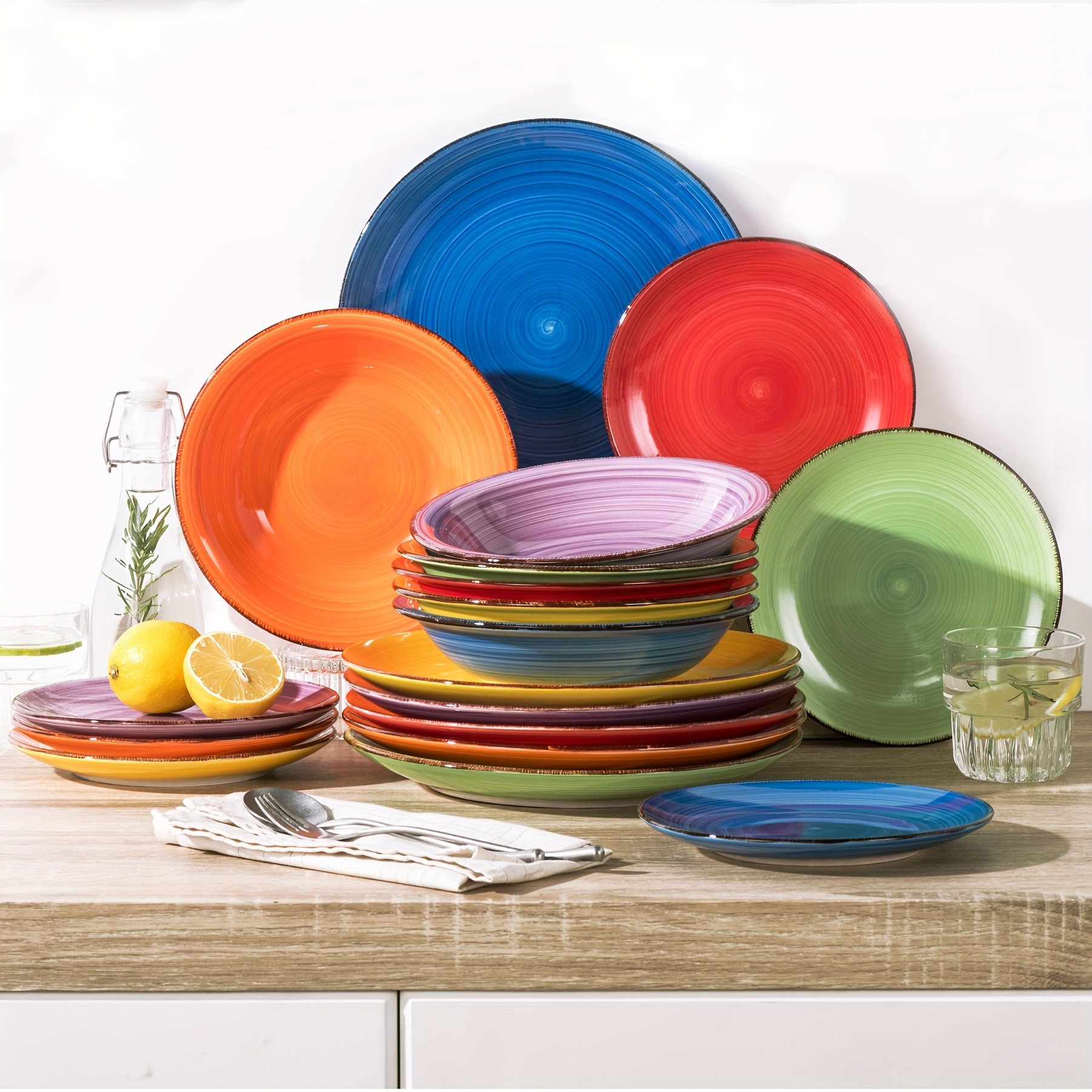 multicolor dinner set 18pcs stoneware dinnerware set Temu