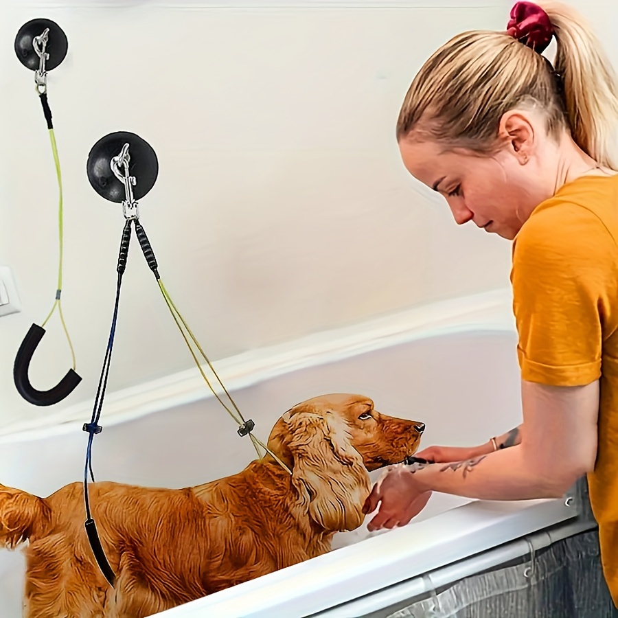 1  bathing rope with suction cup pet dog grooming bathtub restraint ring and adjustable   fixed safety rope for pet shower bathing and grooming blue   Product details 1