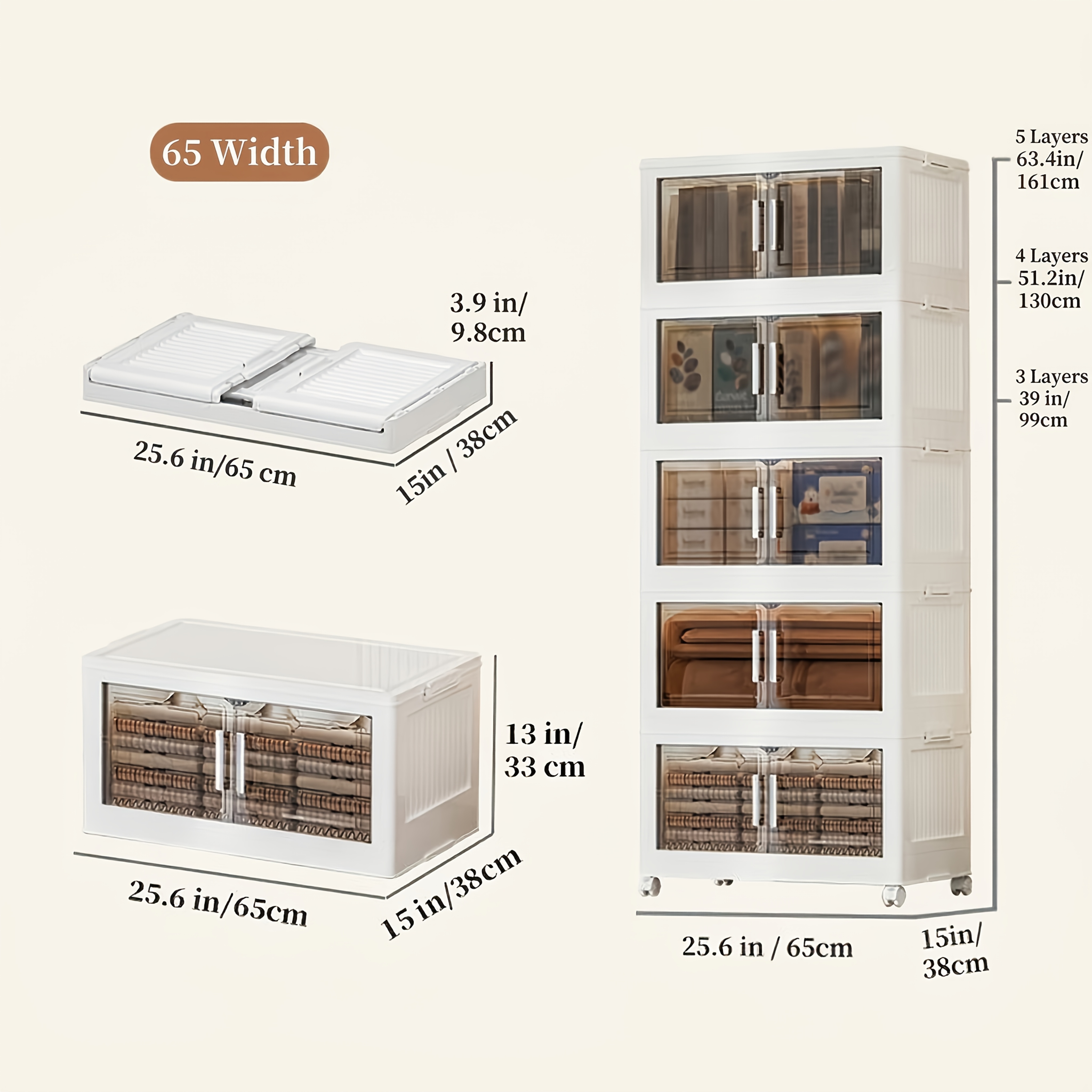 Extra Large Foldable Office Storage Cabinet with Lids & Wheels