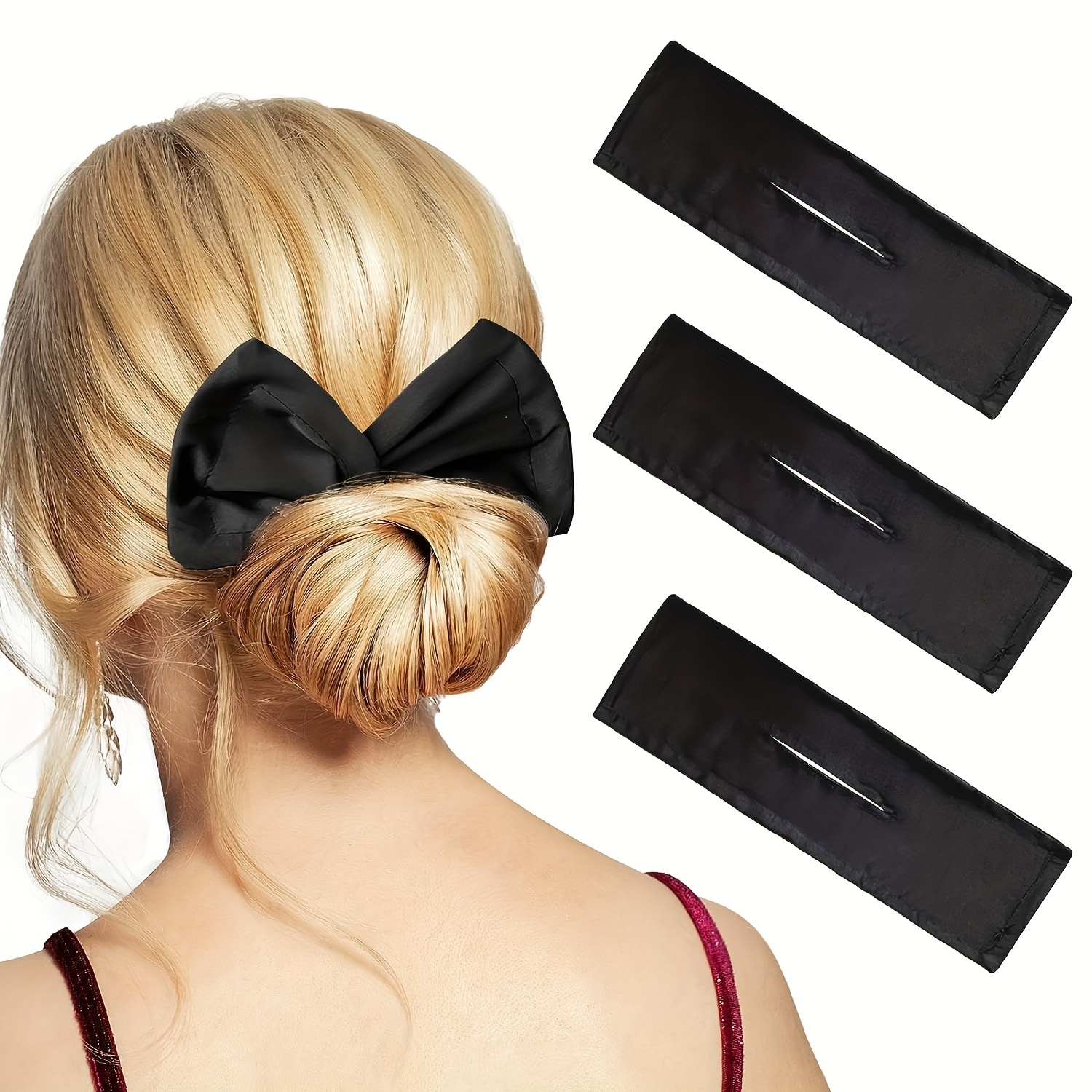 

innovative Styling" Elegant Magic Bow Hair Bun Maker - Twist & Clip Styling Tool For Women, Cotton Blend, Perfect For All Hair Types