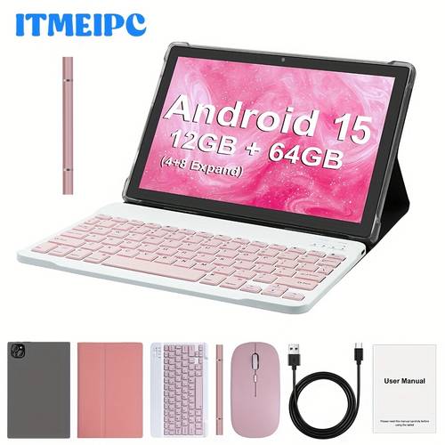 imagen del artículo tableta de 10.1 pulgadas con 15, tabletas con teclado, ratón, , lápiz óptico, -core , 12gb (4+8) de , 64gb de almacenamiento, pantalla ips definición de 1280 * 800, cámara dual, capacidad extra , batería de 6000mah, versión