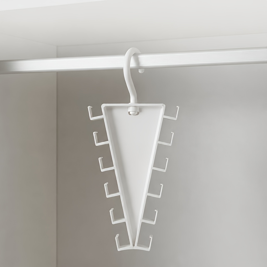 Image of 12-hook Multifunctional Wardrobe Organizer Hooks, Space-saving Clothes And Additions Rack, Suitable For Belts, Scarves, Hats, Ties And Clothing Storage, White Hanging Closet Shelf, Utility Hooks