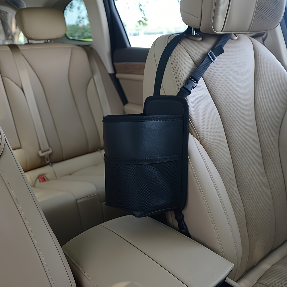 TEMU Stylish Pu Leather Car Seat Organizer With Bottle Holder, Fashion Glasses & Card Storage - Fit For Most Vehicles | Easy , Essentials Organized | Ideal Gift For Car Enthusiasts