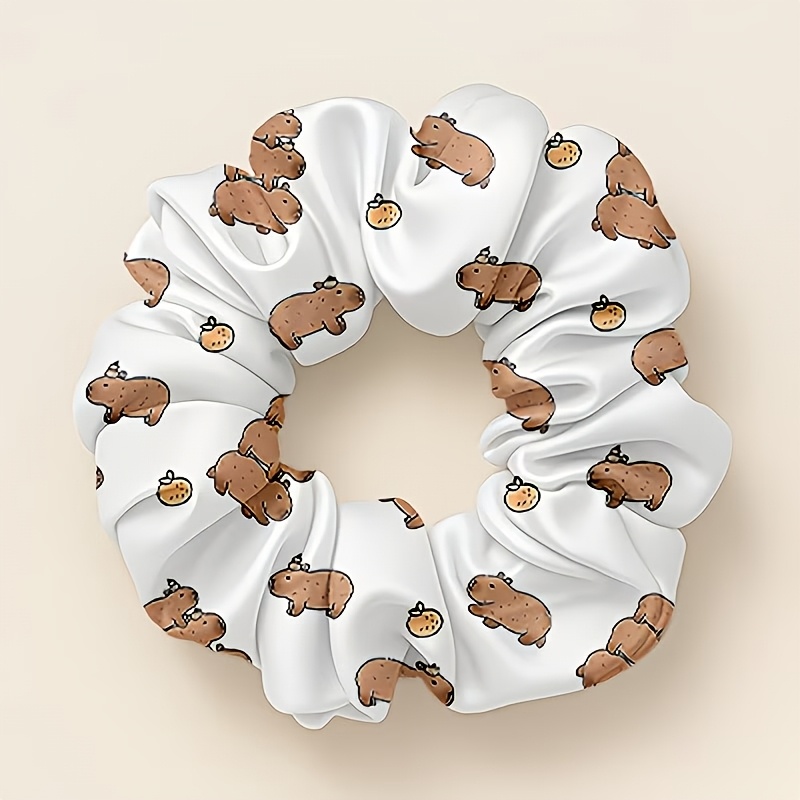 TEMU 1 pièce/2 pièces Scrunchie Capybara Tendance et , Attache-Cheveux Élégant, Bandeau à Haute Élasticité et Durable, Accessoire de Cheveux,