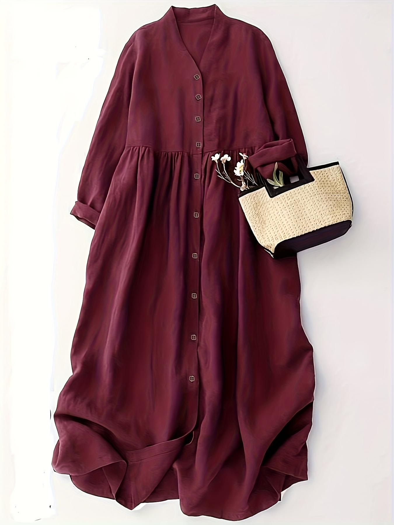 knee length dresses for ladies Loose Linen Dress in Black