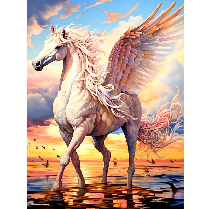 

1pc Horses Running On The Beach 5d Diamond Art Painting Full Round Diamond Handmade Craft Art Kits Home Wall Decor Gift