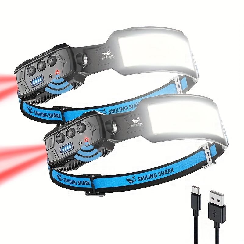 TEMU Rechargeable With 6 , 7*white Lights, 270° Width, Motion Sensor, Light For Camping, Fishing, And Repairation - Usb Charging, Non-waterproof, Lighting|modern Headlamp|durable Headlight