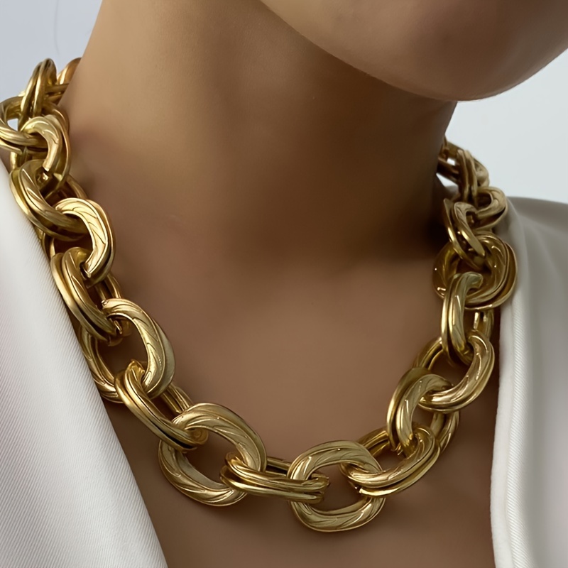 

Domineering Thick Necklace, Fashionable Double-stranded Thick Chain Necklace, Short Necklace, Hip Hop Large Necklace, Fashionable And Trendy