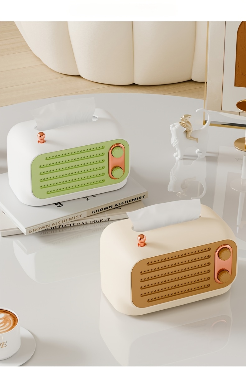spring loaded desktop tissue box holder square plastic tissue storage for bedroom and living room Product details 7