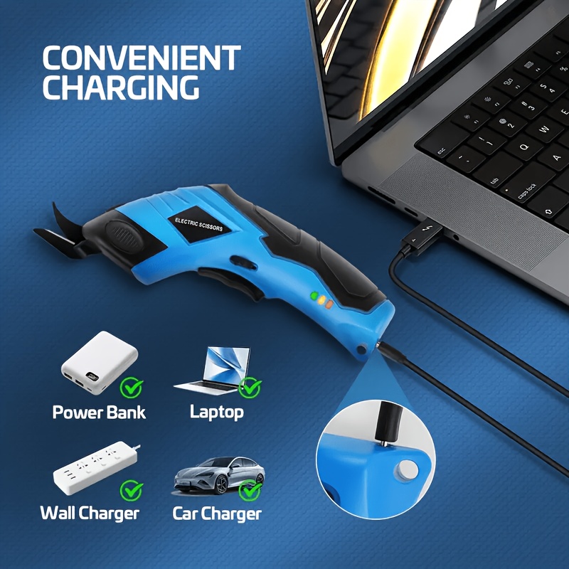usb rechargeable multifunctional electric scissors lightweight and sharp tip suitable for trimming all kinds of fabrics leather and flowers and leaves etc electric scissors with electric sharp function Product details 3