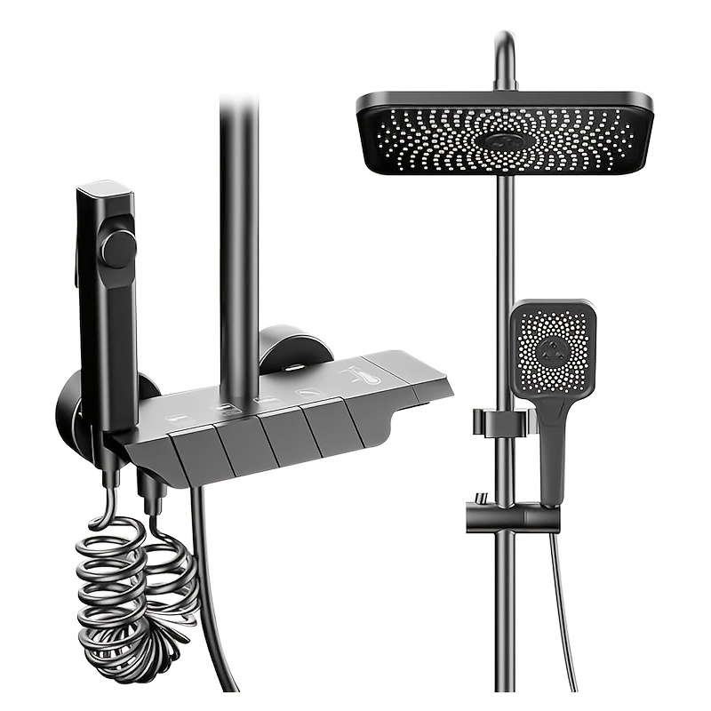 TEMU Shower With Faucet Kit, Shower Setup Featuring Rain Shower, Handheld Shower, Concealed Bath Spout, Height Adjustable And Booster Spray Gun For