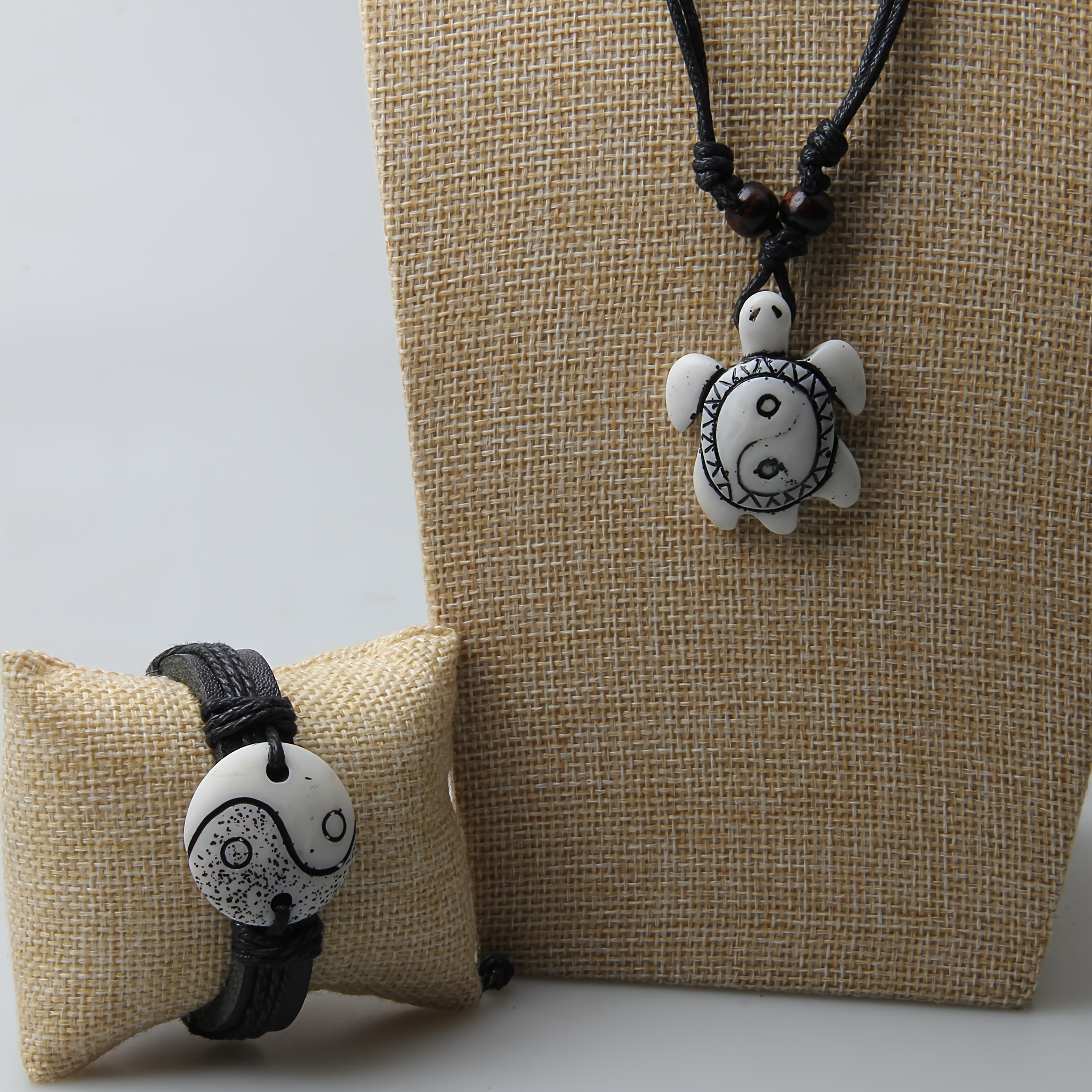 2pcs Retro Sea Turtle & Elephant Couple Pendant Set