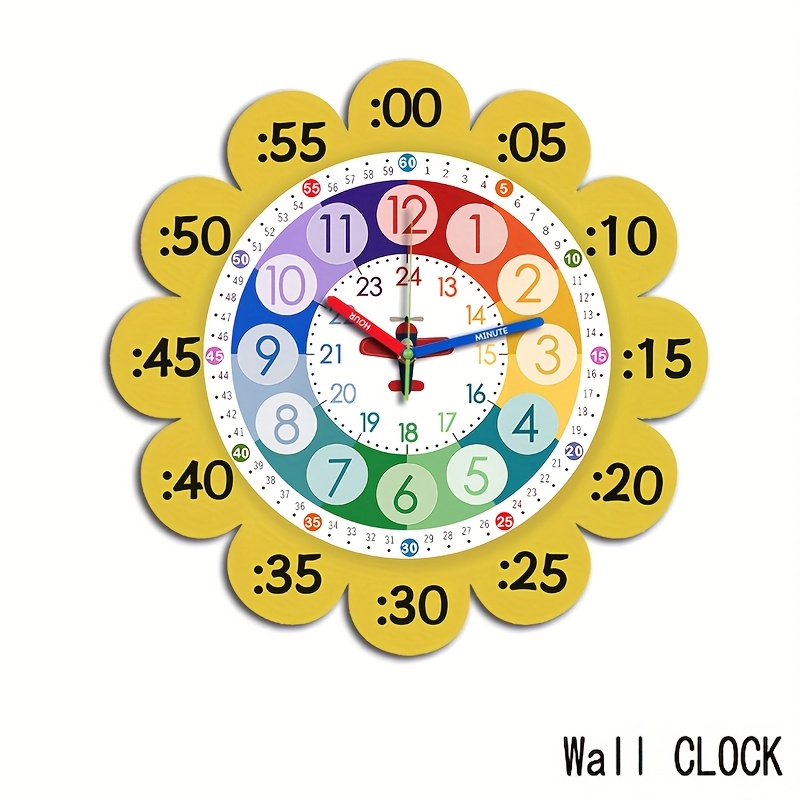TEMU 1pc Irregular Sunflower Clock, Creative Wall Clock, Irregularly Cut Creative Colorful Number Clock, Silent Quartz Irregular Wooden Clock,