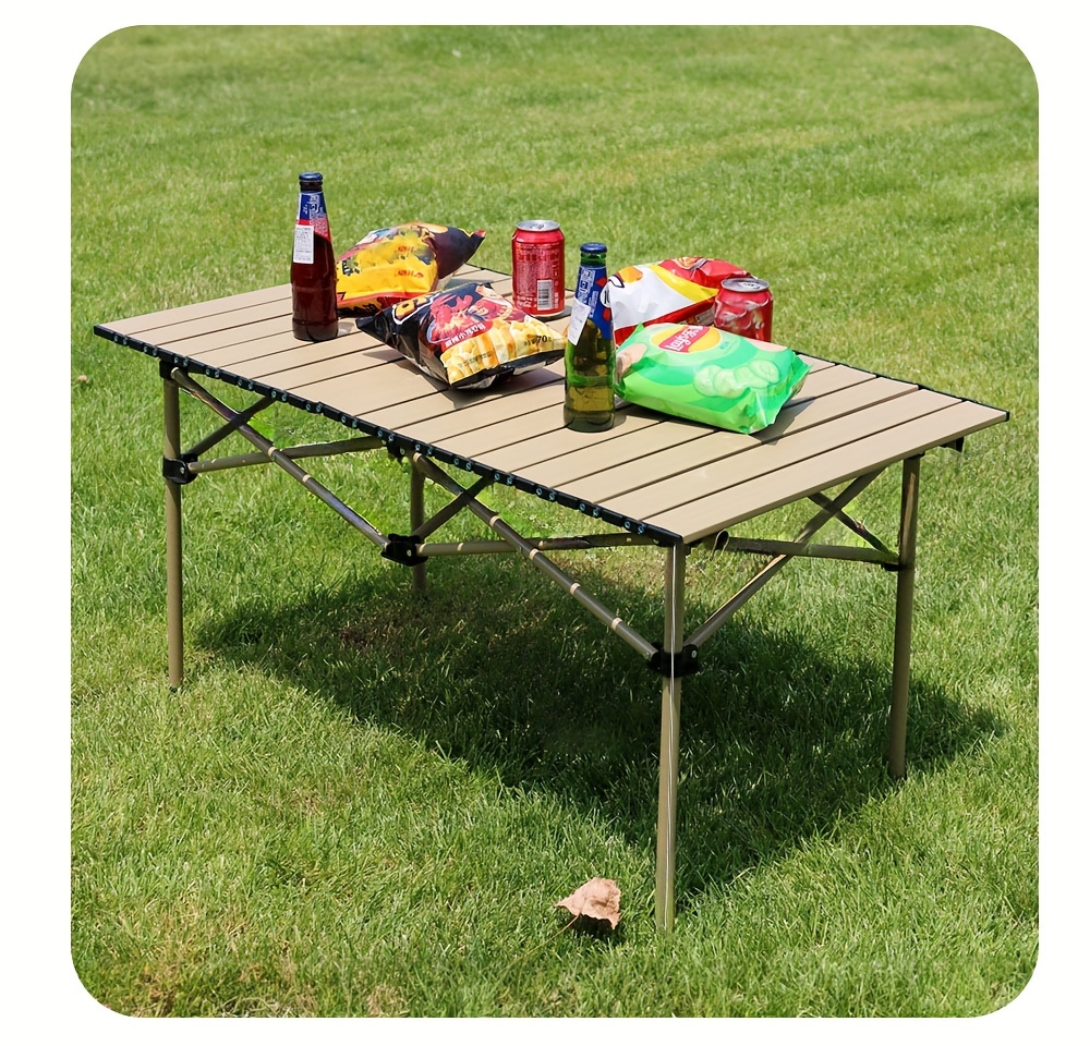 versatile folding camping table with net pocket adjustable height 19 7 31 5 metal picnic bbq table space saving design for outdoor adventures details 7