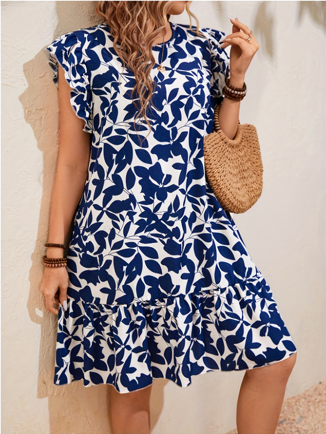 blue and white dress sold on Temu United States