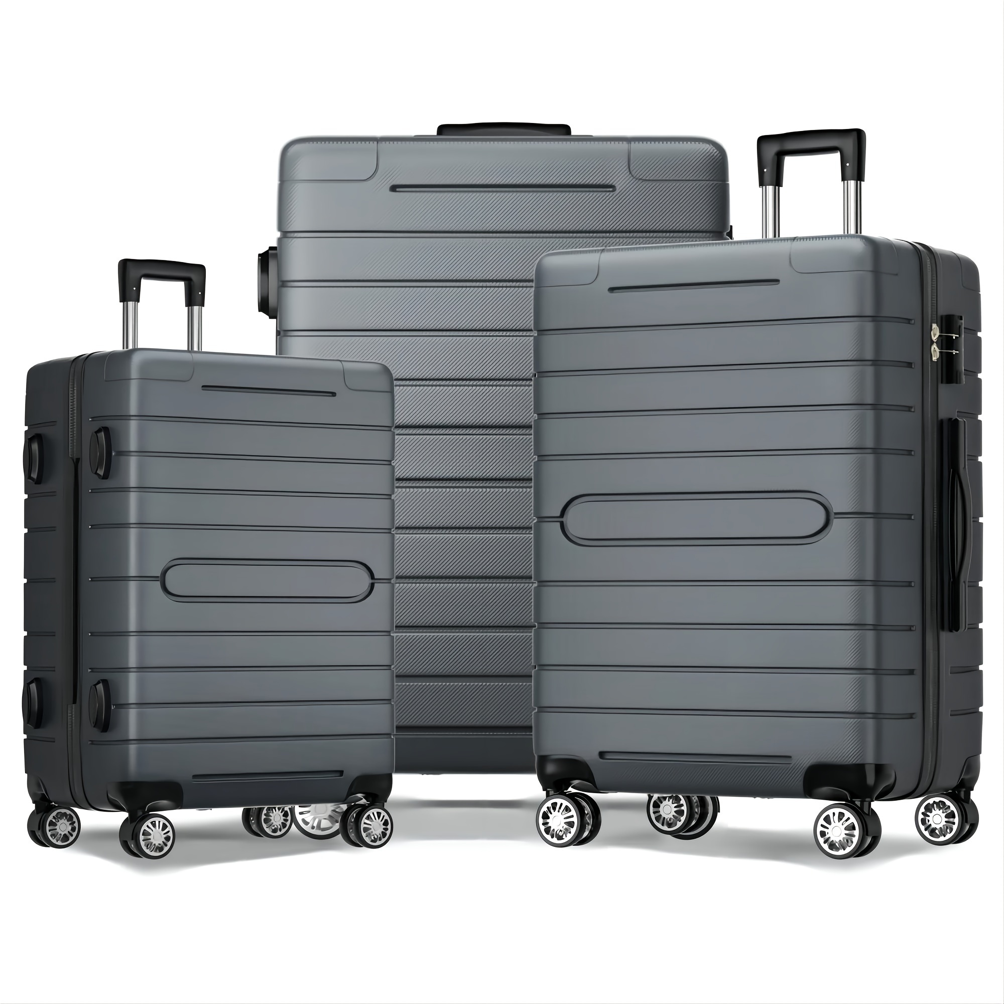 

3-piece Large Capacity Travel Luggage Set - , Multidirectional Smooth And Silent 360°wheels, & Trolley Cases For Travel, Work, 20/24/28 Inches, Grey