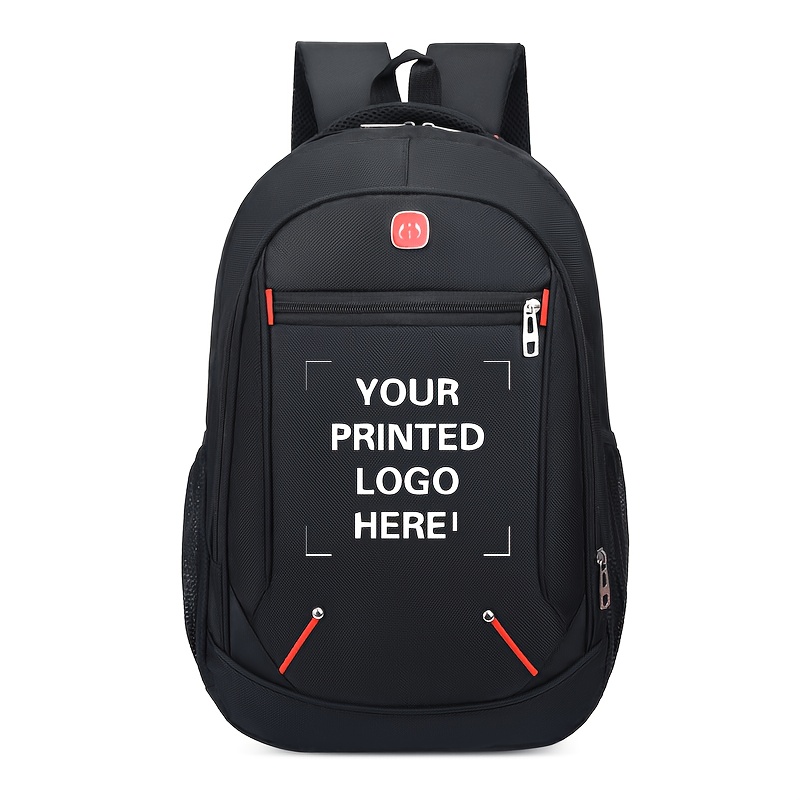 TEMU Custom Printed Logo Backpack, Large Capacity High Quality Laptop Backpack, Multi-pocket Comfortable Shoulder Bag, Personalized Business Travel